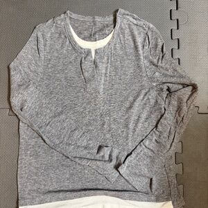 Classic Gray Faux-Layered Long Sleeve Top